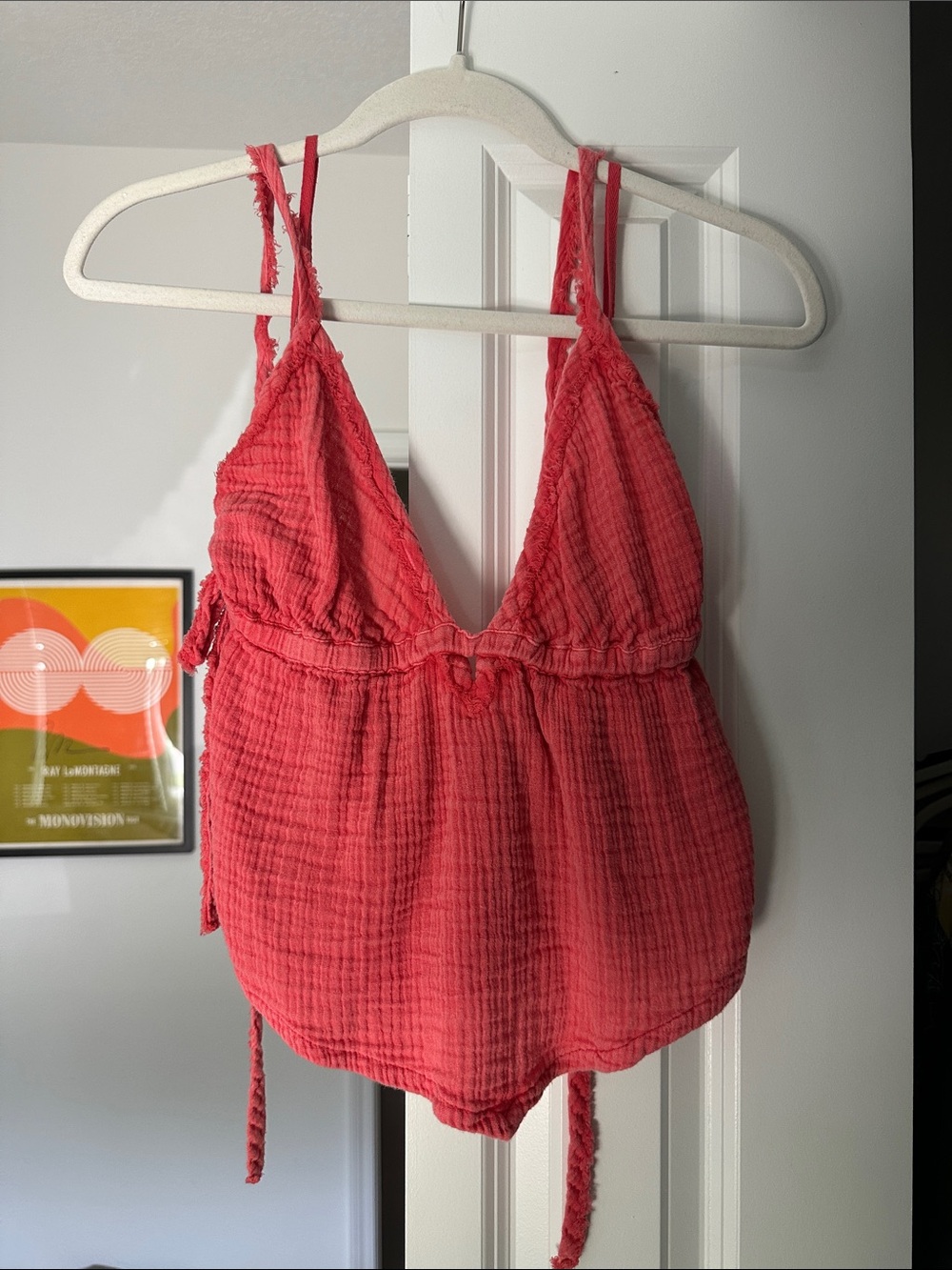 Urban Outfitters Coral Red Gauze Tank Top